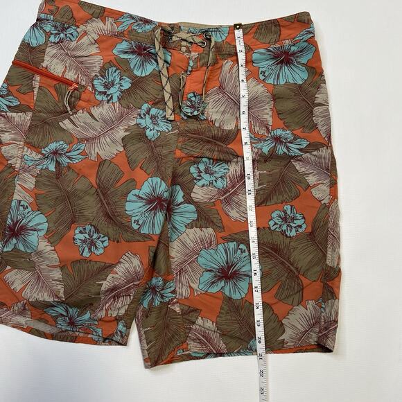 Patagonia Men’s Wavefarer Striped Board Shorts Size 35 Brown Orange Hawaiian - Picture 3 of 12